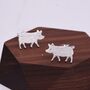 Cute Little Pig Stud Earrings In Sterling Silver, thumbnail 4 of 12