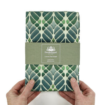 Interwoven Trees Sage Green Tea Towel | 100% Cotton | Made In England, 7 of 12