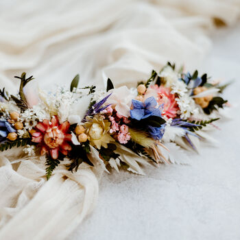 Ziggy Pastel Bridal Dried Flower Wedding Headpiece, 6 of 6