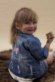 Personalised Embroidered Butterfly Children's Denim Jacket, 8 of 8