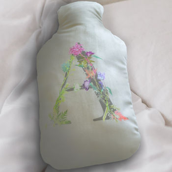 Personalised Name Floral Letter Hot Water Bottle Cover, 2 of 8