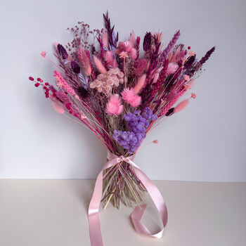 Bright Pink And Purple Dried Flower Bouquet, 2 of 9