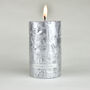 G Decor Adeline Silver Metallic Textured Pillar Candle, thumbnail 4 of 6