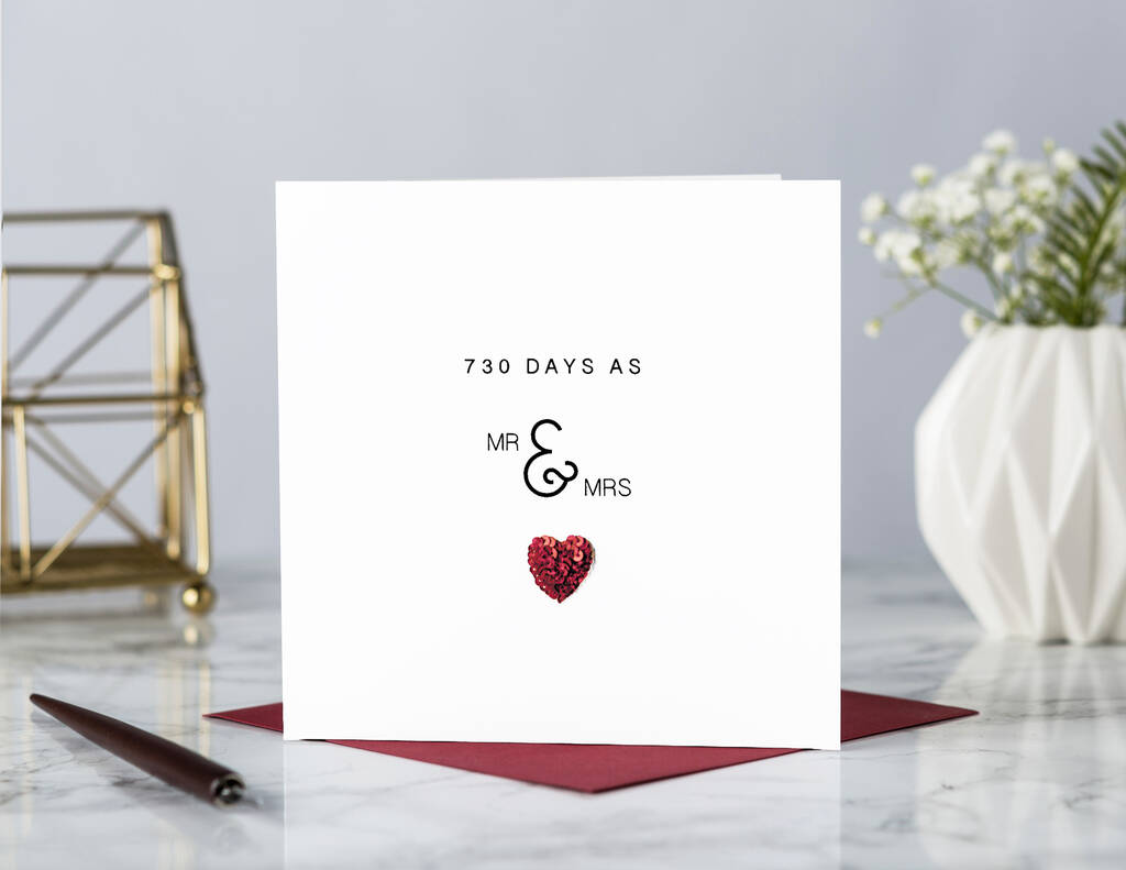 730 Days As Mr And Mrs 2nd Anniversary Card, 1 of 2