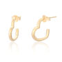 Yellow Gold Plated Heart Hoop Stud Earrings, thumbnail 3 of 5