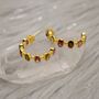 Pink Green Tourmaline Silver Hoop Earrings, thumbnail 3 of 12