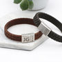 Men's Personalised Date And Initial Leather Bracelet, thumbnail 1 of 4