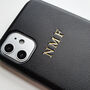 Black Faux Leather Personalised Embossed Phone Case, thumbnail 3 of 11