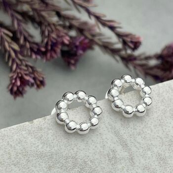 Sterling Silver Circle Studs Earrings, 2 of 12