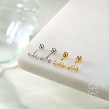 Sterling Silver Tiny Shooting Star Cz Screw Back, 3 of 12