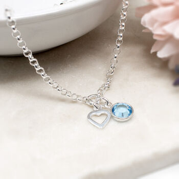 Dainty Birthstone And Heart Sterling Silver Bracelet, 3 of 5