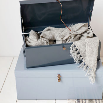 Metal Storage Trunk With Leather Detail, 10 of 10
