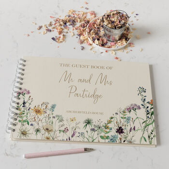 Personalised Wildflowers Wedding Guest Book, 2 of 10