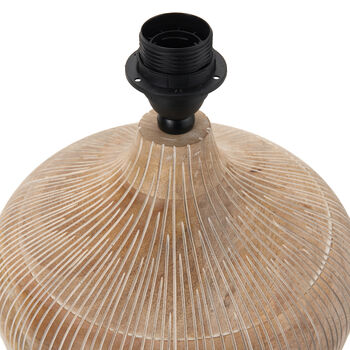 Boho Mango Wood Table Lamp With Black Lampshade, 7 of 11