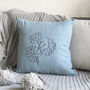 Blue Linen Embroidered Cushion Cover, thumbnail 1 of 6