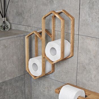 Scandi Oak Wood Toilet Paper Holder, 2 of 11