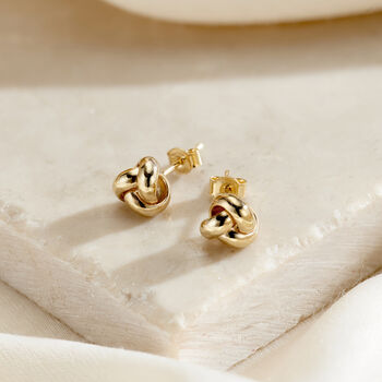 9ct Gold Knot Stud Earrings, 2 of 6