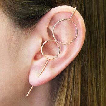 Rose Gold Plated Silver Double Hoop Ear Cuff Earring, 2 of 7