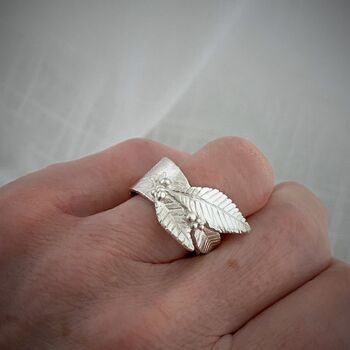 Statement Sterling Silver Leaf Ring, 3 of 5