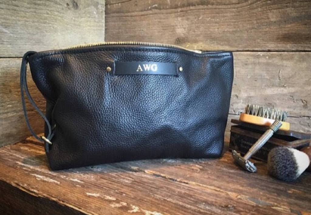 Personalised Men S Leather Toiletry Bag By Studio Tew Personalised Men S Leather Toiletry Bag