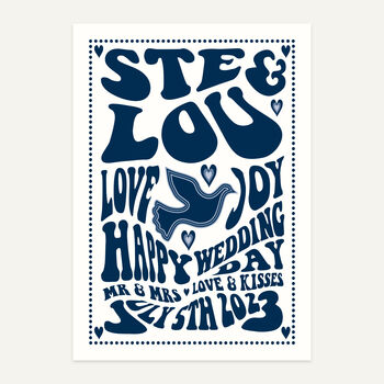 Retro Gig Style Wedding Personalised Print, 10 of 11