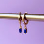 Gold Plated Huggie Hoop Earrings With Baguette Stones, thumbnail 9 of 12