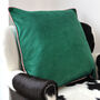 Emerald Green Velvet Cushion With Blush Piping, thumbnail 1 of 2