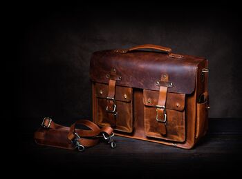 Personalised Handmade Leather Laptop Bag / Gift For Him, 2 of 12