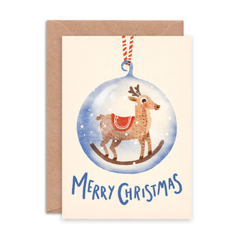 Reindeer Snow Globe Christmas Card, 2 of 2