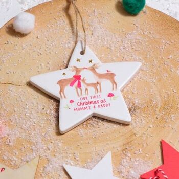 Christmas Ceramic Hanging Star For New Parents, 3 of 4
