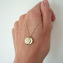 Double Solid Gold Coin Initial Necklace, thumbnail 4 of 7
