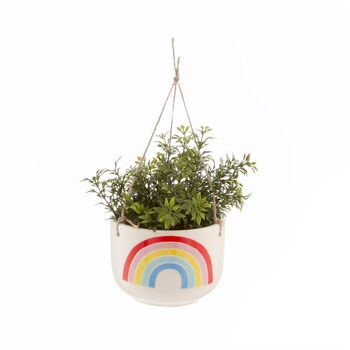 Rainbow Ceramic Hanging Planter With Choices Of Plants, 3 of 4