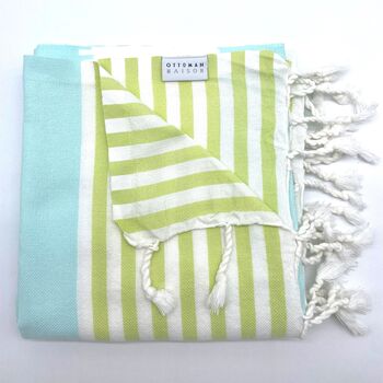 Padstow Peshtemal Towel Mint / Lime Green, 3 of 11