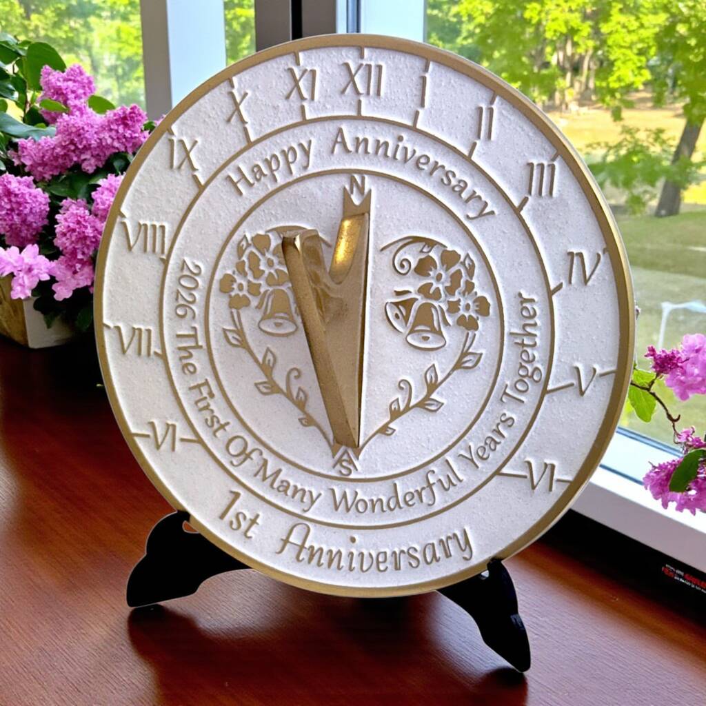 1st Anniversary Sundial Gift Perfect Present To Help Celebrate A Special Couples First Anniversary, 1 of 10