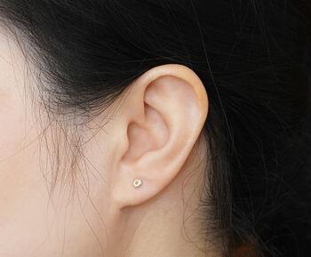 Raw Diamond Stud Earrings In Oganic Shapes, 2 of 3