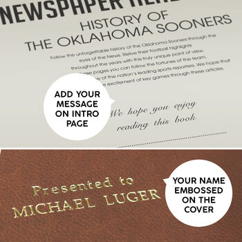 Oklahoma Sooners College Football Personalised Newspaper History Book, 5 of 9