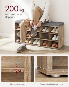 Shoe Rack Bench Fifteen Open Storage Compartments, 5 of 12