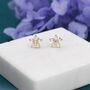 Uncoloured Forget Me Not Flower Cz Stud Earrings, thumbnail 7 of 11
