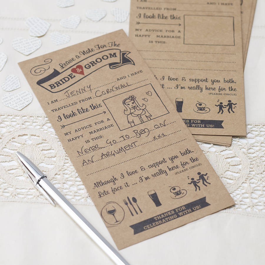 Kraft Advice Cards For The Bride And Groom Card Game By Ginger Ray