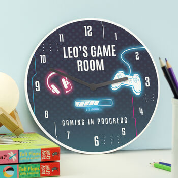 Personalised Gaming Wooden Childrens Clock, 2 of 3