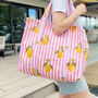 Tote Bag Cotton Pink Lemon Quilted Beach Bag Shopper, thumbnail 1 of 5