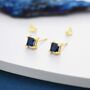 Princess Cut Dark Sapphire Blue Cz Stud Earrings, thumbnail 8 of 12