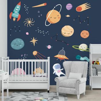 Kids Space Wall Stickers, Stars Planets Nursery, 2 of 10