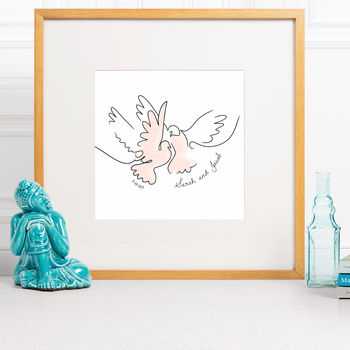 Personalised Wedding Two Doves Line Drawing, 9 of 10