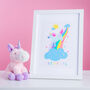 Pastel Unicorn And Rainbow Themed Nursery Bedroom Print, thumbnail 3 of 5