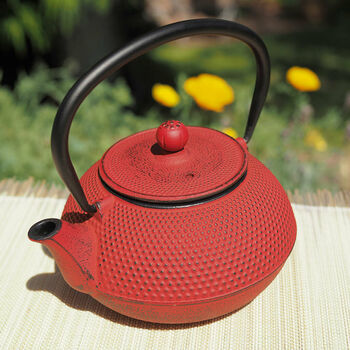 Red Tenshi Cast Iron Teapot 600ml, 3 of 5