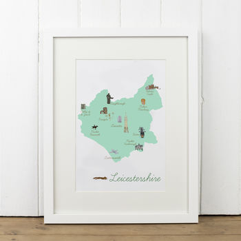 Leicestershire County Map Illustration Print, 5 of 6