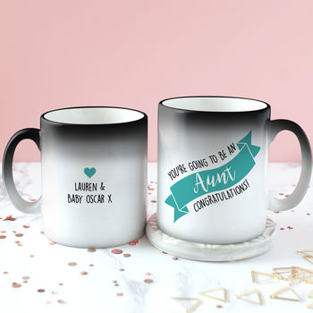 Personalised 'Auntie To Be' Secret Colour Changing Mug, 2 of 9