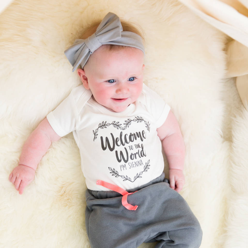 Personalised Welcome To The World Mono Bodysuit By Little Baby Boutique ...