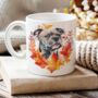 Personalised Dog Mug Staffordshire Bull Terrier In An Autumn Wreath, thumbnail 1 of 2